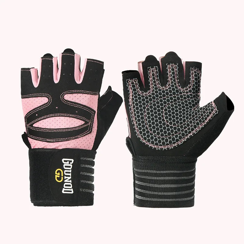 Guantes de Fitness GOUNOD – Guantes Deportivos Extendidos, Transpirables y Resistentes al Desgaste, Guantes de Dedos Cortos para Levantamiento de Pesas, Equipos de Barra y Limpieza