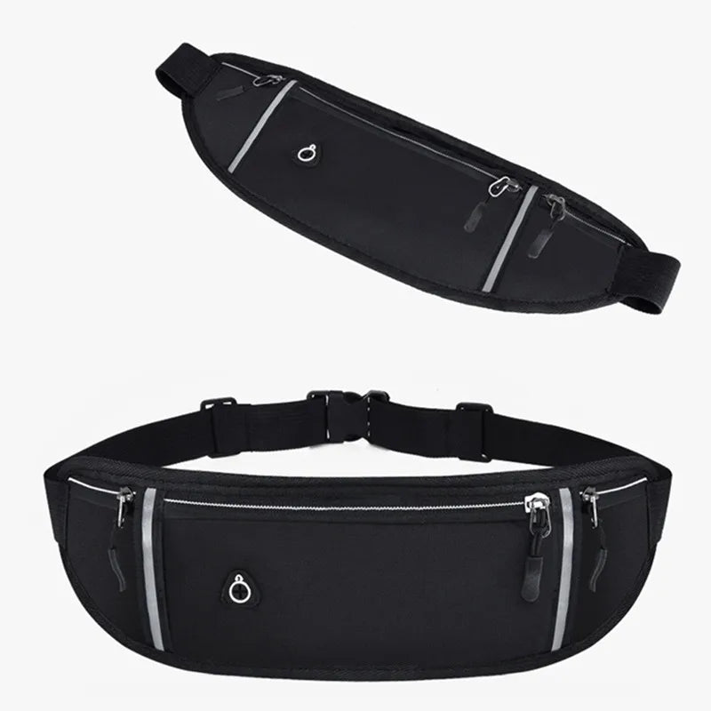 Bolsa de Cintura para Running – Bolsa Ligera y Impermeable con Tira Reflectante, Riñonera Deportiva Ajustable con Correa Elástica para Gimnasio y Running