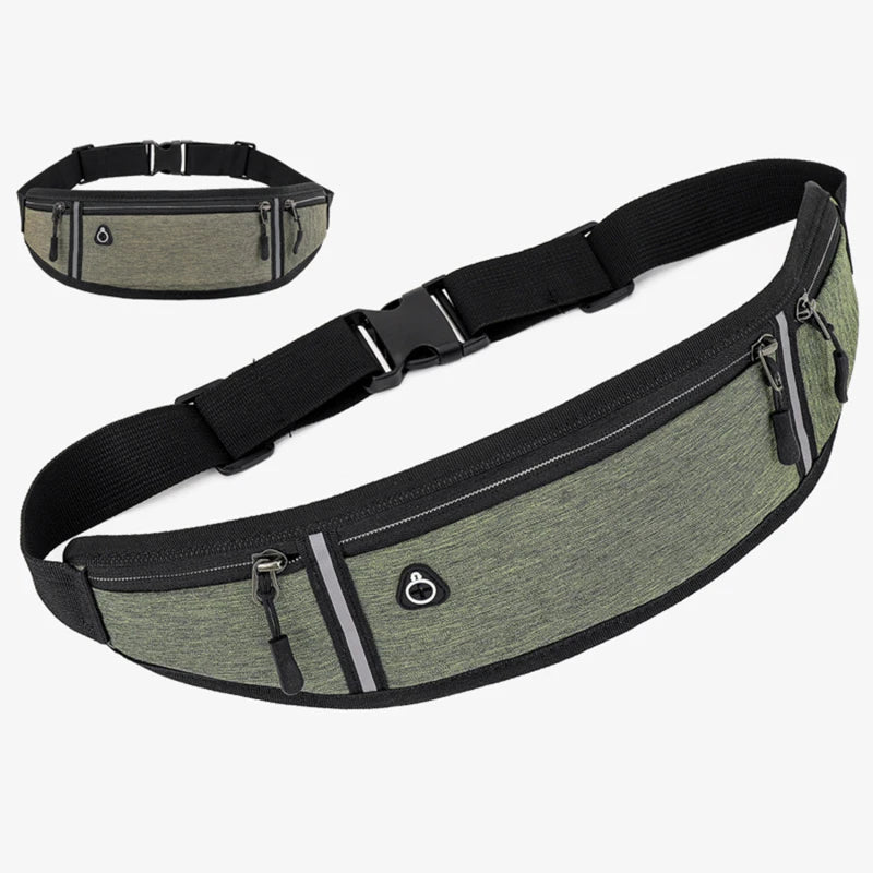 Bolsa de Cintura para Running – Bolsa Ligera y Impermeable con Tira Reflectante, Riñonera Deportiva Ajustable con Correa Elástica para Gimnasio y Running
