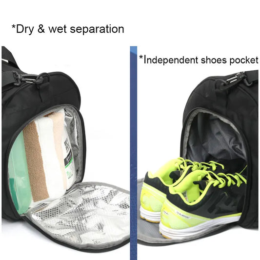 Bolsa Grande de Gimnasio IX - Bolsa de Fitness Húmeda y Seca para Entrenamiento, Men Yoga, con Compartimento para Zapatos, Bolsa Multifuncional para Viaje, Entrenamiento y Natación, Bolsas de Hombro y Mano