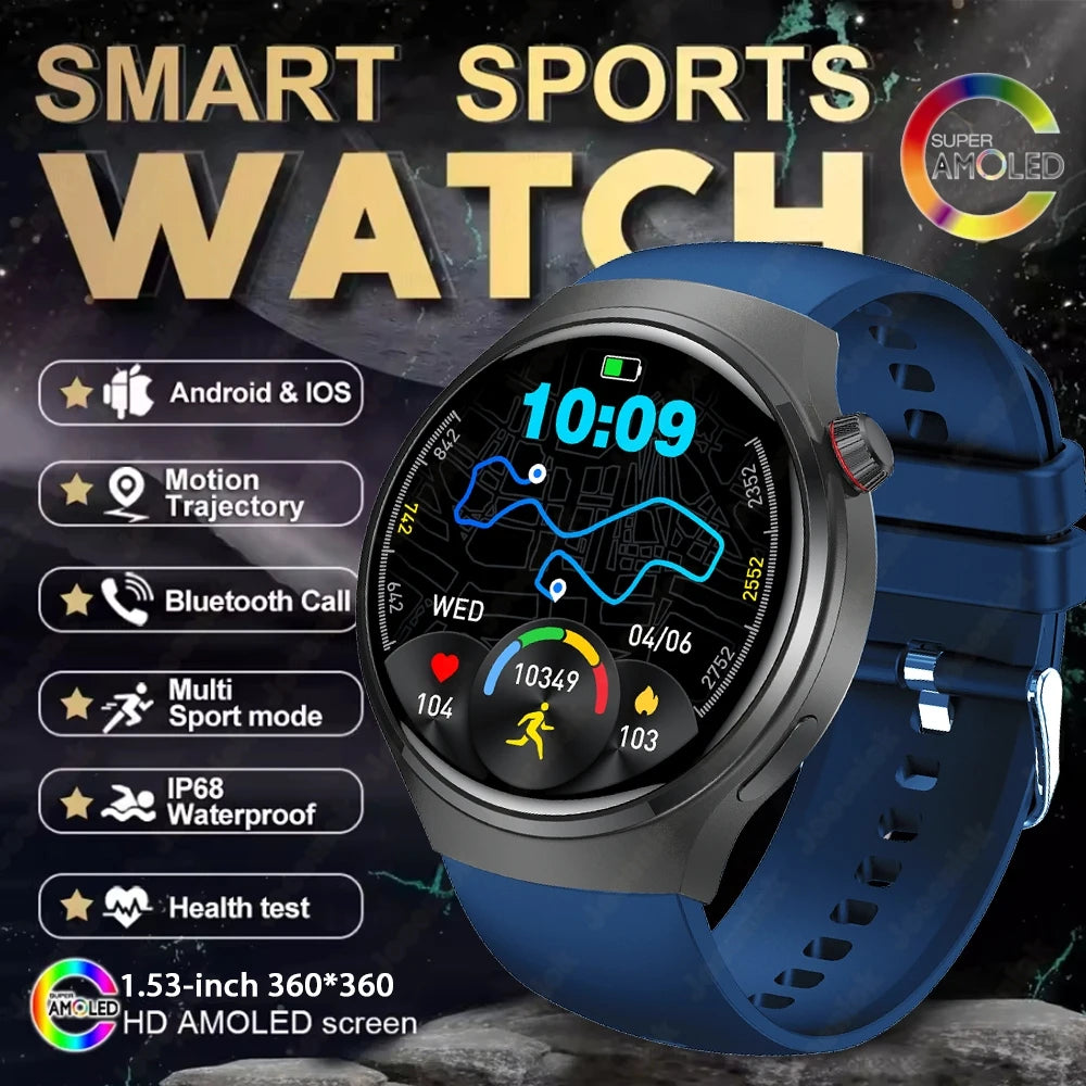 Reloj Inteligente 2025, Serie 4 GT - Para Hombre, Pantalla AMOLED, Monitoreo de Ritmo Cardíaco, Salud, Llamadas por Bluetooth, Reloj de Negocios para Hombre