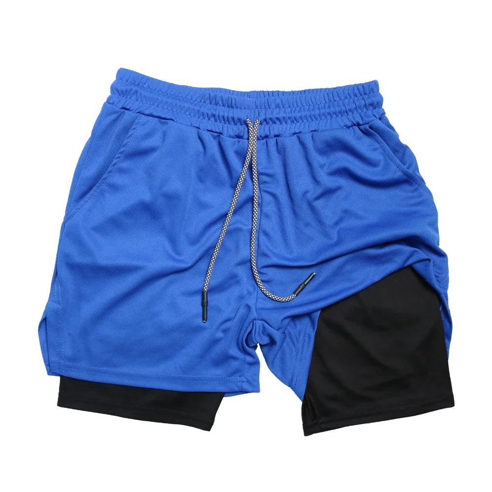 Pantalones Cortos de Fitness de Doble Capa para Hombre – Shorts Deportivos 2 en 1 para Gimnasio, Entrenamiento, Correr y Verano de Secado Rápido