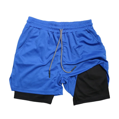 Pantalones Cortos de Fitness de Doble Capa para Hombre – Shorts Deportivos 2 en 1 para Gimnasio, Entrenamiento, Correr y Verano de Secado Rápido