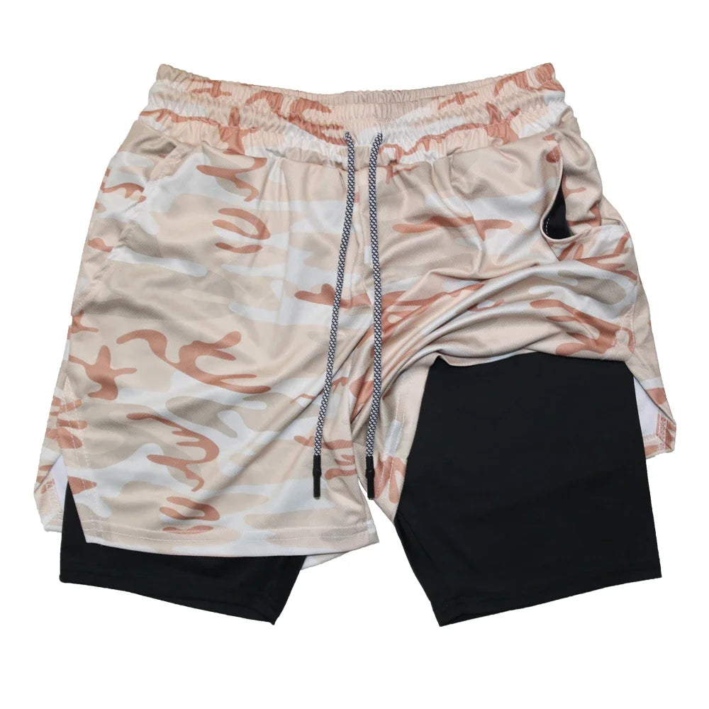 Pantalones Cortos de Fitness de Doble Capa para Hombre – Shorts Deportivos 2 en 1 para Gimnasio, Entrenamiento, Correr y Verano de Secado Rápido