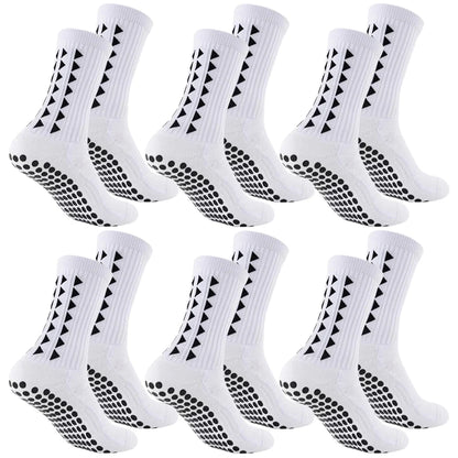 6 Pares de Calcetines Deportivos con Agarre para Fútbol y Deportes – Suela de Toalla para Rugby, Fútbol, Ciclismo, Running y Ejercicio