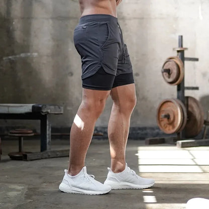 Pantalones Cortos de Fitness de Doble Capa para Hombre – Shorts Deportivos 2 en 1 para Gimnasio, Entrenamiento, Correr y Verano de Secado Rápido