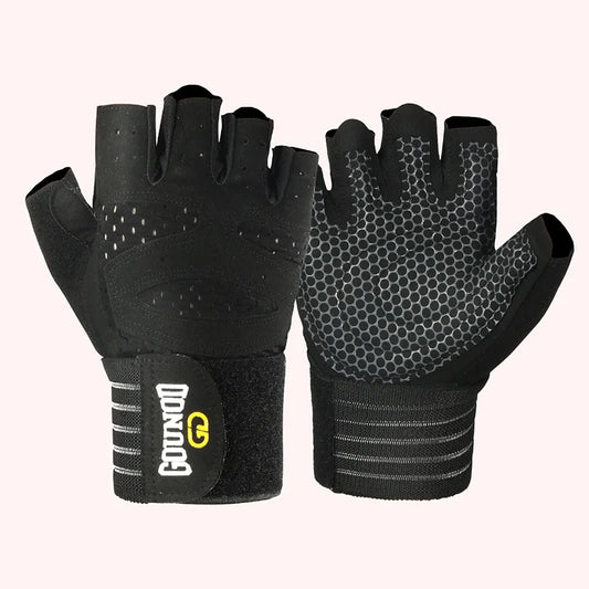 Guantes de Fitness GOUNOD – Guantes Deportivos Extendidos, Transpirables y Resistentes al Desgaste, Guantes de Dedos Cortos para Levantamiento de Pesas, Equipos de Barra y Limpieza