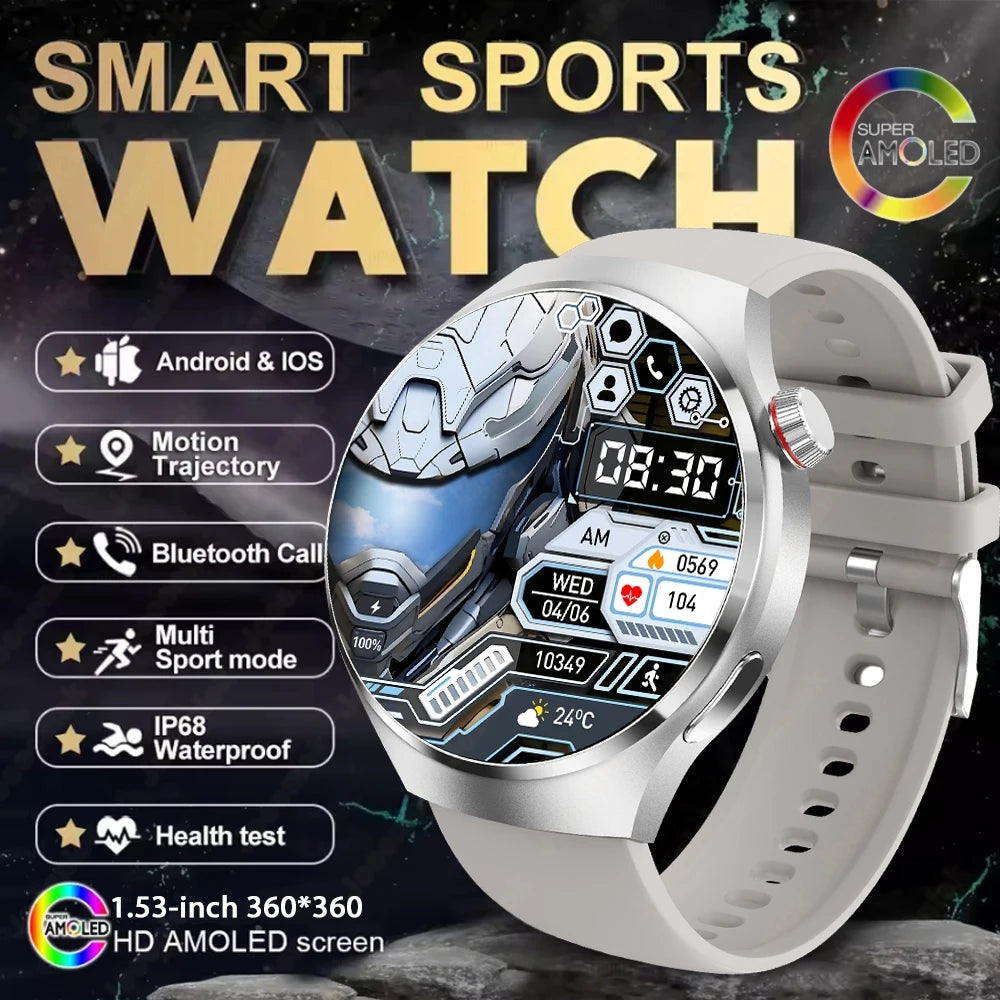 Reloj Inteligente 2025, Serie 4 GT - Para Hombre, Pantalla AMOLED, Monitoreo de Ritmo Cardíaco, Salud, Llamadas por Bluetooth, Reloj de Negocios para Hombre