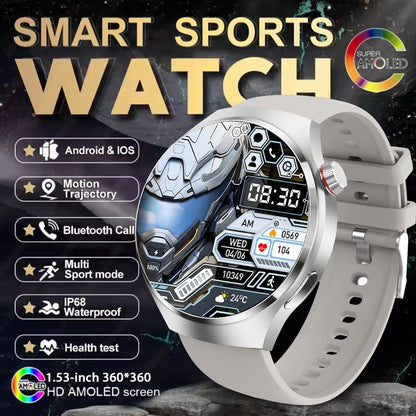 Reloj Inteligente 2025, Serie 4 GT - Para Hombre, Pantalla AMOLED, Monitoreo de Ritmo Cardíaco, Salud, Llamadas por Bluetooth, Reloj de Negocios para Hombre