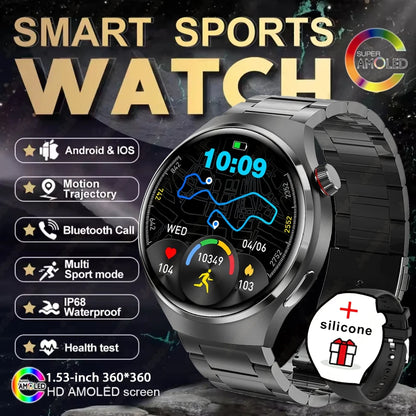 Reloj Inteligente 2025, Serie 4 GT - Para Hombre, Pantalla AMOLED, Monitoreo de Ritmo Cardíaco, Salud, Llamadas por Bluetooth, Reloj de Negocios para Hombre