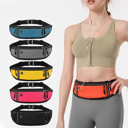 Bolsa de Cintura para Running – Bolsa Ligera y Impermeable con Tira Reflectante, Riñonera Deportiva Ajustable con Correa Elástica para Gimnasio y Running