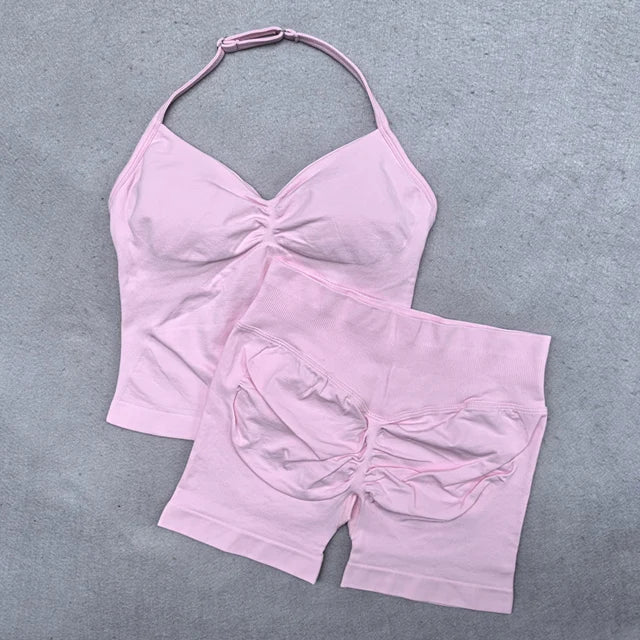 Conjunto Deportivo de 2 Piezas para Mujer

Top ajustable + shorts deportivos sin costuras