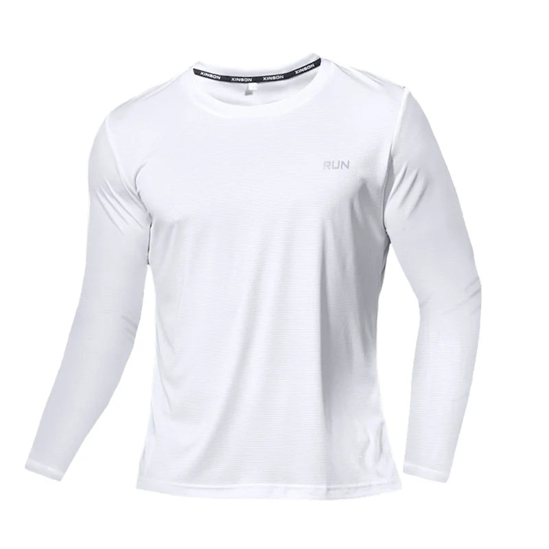 Camiseta de Manga Larga de Seda Hielo para Hombre – Verano 2023, Nueva, de Secado Rápido, Transpirable, para Aire Acondicionado, Protección Solar, Running y Ropa Exterior