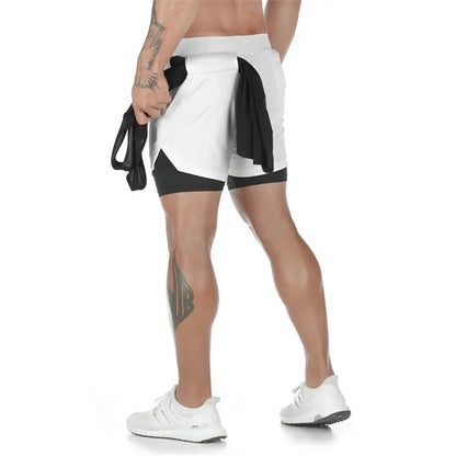 Pantalones Cortos de Fitness de Doble Capa para Hombre – Shorts Deportivos 2 en 1 para Gimnasio, Entrenamiento, Correr y Verano de Secado Rápido