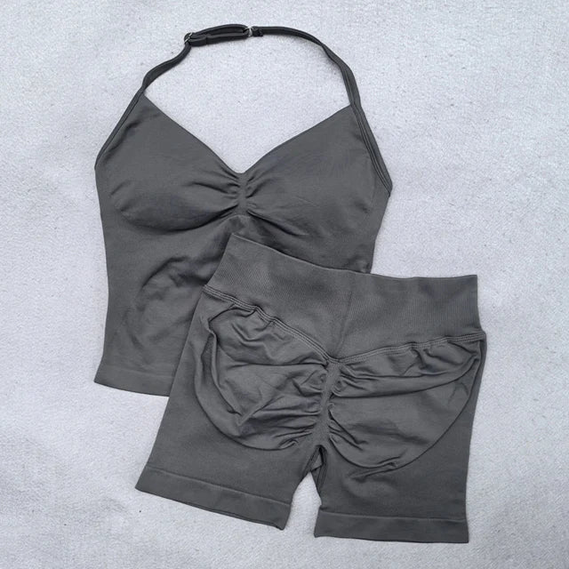 Conjunto Deportivo de 2 Piezas para Mujer

Top ajustable + shorts deportivos sin costuras