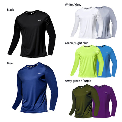 Camiseta de Manga Larga de Seda Hielo para Hombre – Verano 2023, Nueva, de Secado Rápido, Transpirable, para Aire Acondicionado, Protección Solar, Running y Ropa Exterior