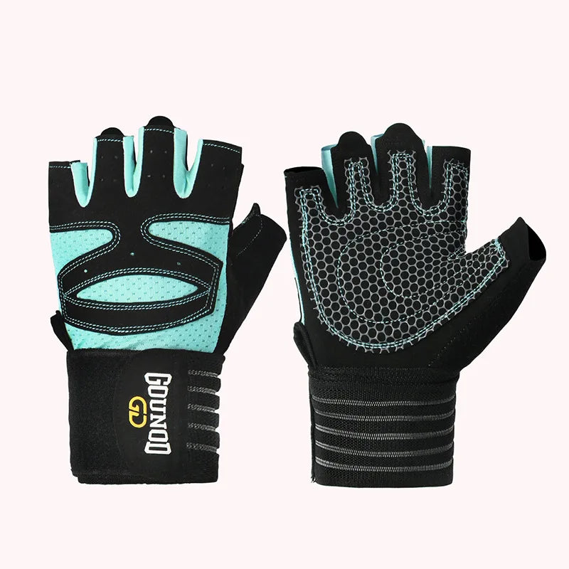 Guantes de Fitness GOUNOD – Guantes Deportivos Extendidos, Transpirables y Resistentes al Desgaste, Guantes de Dedos Cortos para Levantamiento de Pesas, Equipos de Barra y Limpieza