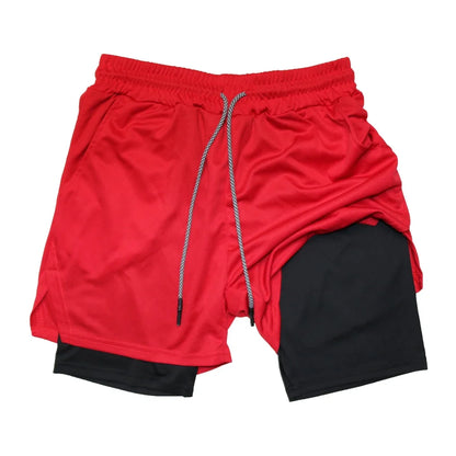 Pantalones Cortos de Fitness de Doble Capa para Hombre – Shorts Deportivos 2 en 1 para Gimnasio, Entrenamiento, Correr y Verano de Secado Rápido