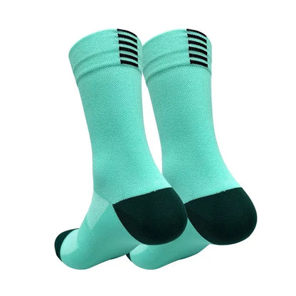 Jing Professional Cycling Socks - Calcetines de Ciclismo Profesionales de Tubo Largo para Hombre y Mujer, Deportivos, de Secado Rápido, para Cuatro Estaciones, para Ciclismo y Running