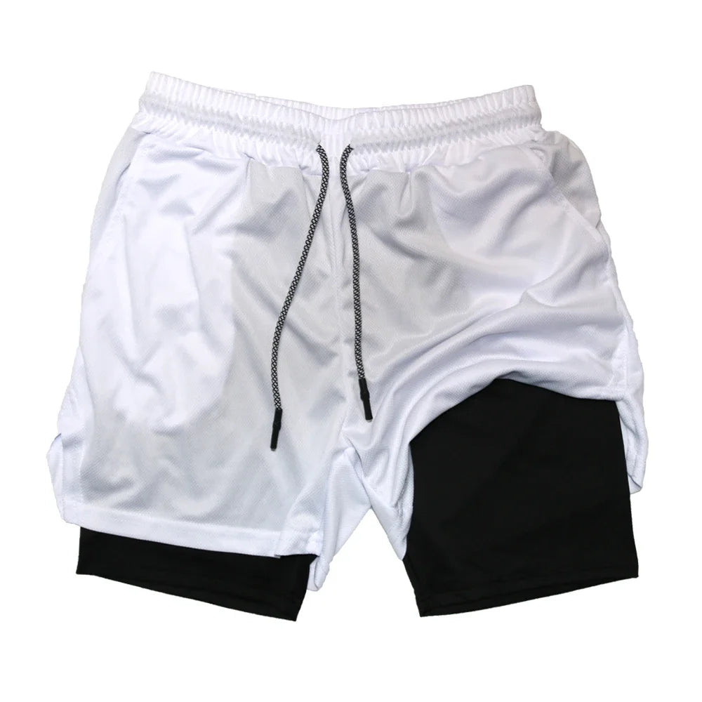 Pantalones Cortos de Fitness de Doble Capa para Hombre – Shorts Deportivos 2 en 1 para Gimnasio, Entrenamiento, Correr y Verano de Secado Rápido