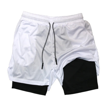 Pantalones Cortos de Fitness de Doble Capa para Hombre – Shorts Deportivos 2 en 1 para Gimnasio, Entrenamiento, Correr y Verano de Secado Rápido