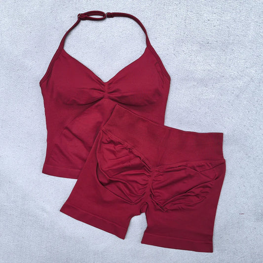 Conjunto Deportivo de 2 Piezas para Mujer

Top ajustable + shorts deportivos sin costuras