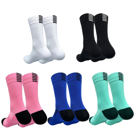 Jing Professional Cycling Socks - Calcetines de Ciclismo Profesionales de Tubo Largo para Hombre y Mujer, Deportivos, de Secado Rápido, para Cuatro Estaciones, para Ciclismo y Running