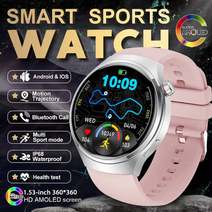 Reloj Inteligente 2025, Serie 4 GT - Para Hombre, Pantalla AMOLED, Monitoreo de Ritmo Cardíaco, Salud, Llamadas por Bluetooth, Reloj de Negocios para Hombre