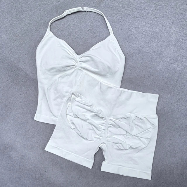 Conjunto Deportivo de 2 Piezas para Mujer

Top ajustable + shorts deportivos sin costuras