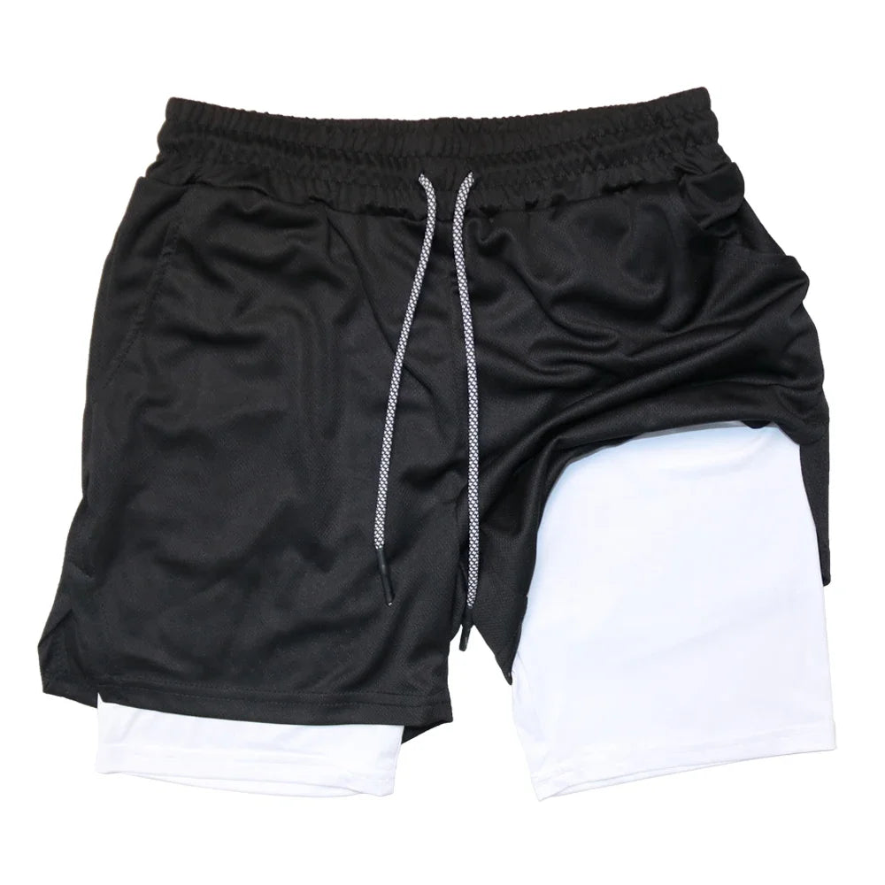 Pantalones Cortos de Fitness de Doble Capa para Hombre – Shorts Deportivos 2 en 1 para Gimnasio, Entrenamiento, Correr y Verano de Secado Rápido