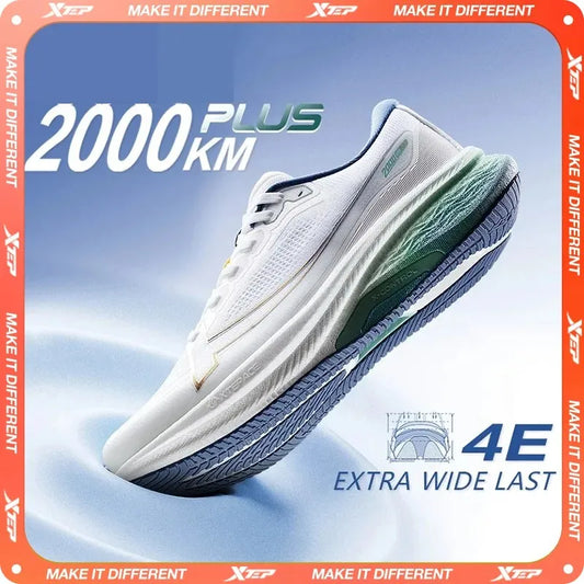 Zapatillas Xtep 2000km Plus Running 2025 – Zapatillas para Correr de Primavera, Ligeras, Antideslizantes y Resistentes al Desgaste para Hombre (Modelo 875319110001)