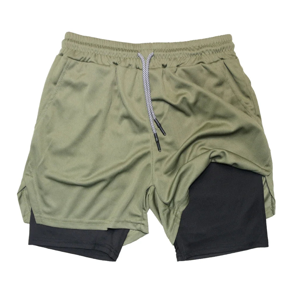 Pantalones Cortos de Fitness de Doble Capa para Hombre – Shorts Deportivos 2 en 1 para Gimnasio, Entrenamiento, Correr y Verano de Secado Rápido