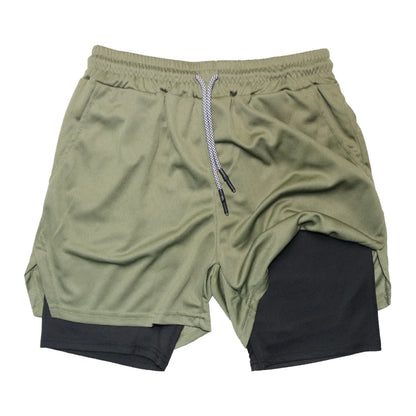 Pantalones Cortos de Fitness de Doble Capa para Hombre – Shorts Deportivos 2 en 1 para Gimnasio, Entrenamiento, Correr y Verano de Secado Rápido