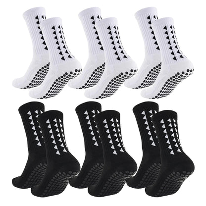 6 Pares de Calcetines Deportivos con Agarre para Fútbol y Deportes – Suela de Toalla para Rugby, Fútbol, Ciclismo, Running y Ejercicio