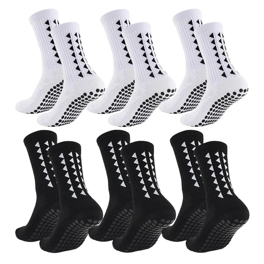 6 Pares de Calcetines Deportivos con Agarre para Fútbol y Deportes – Suela de Toalla para Rugby, Fútbol, Ciclismo, Running y Ejercicio