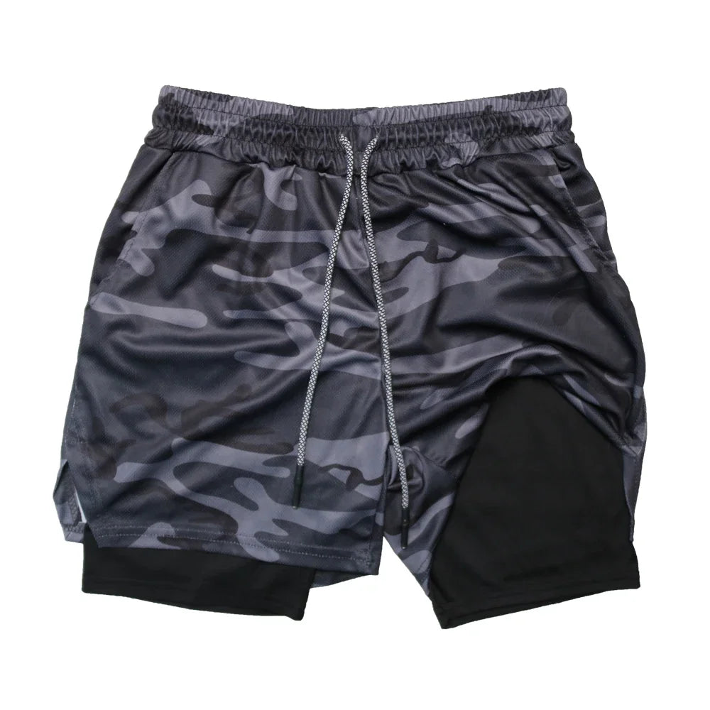 Pantalones Cortos de Fitness de Doble Capa para Hombre – Shorts Deportivos 2 en 1 para Gimnasio, Entrenamiento, Correr y Verano de Secado Rápido