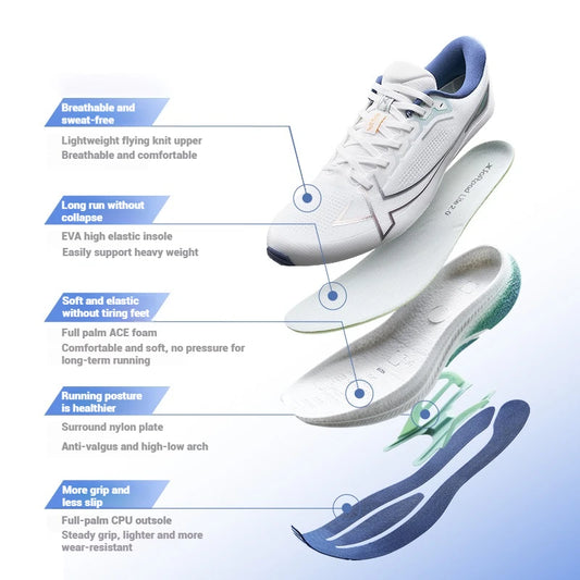 Zapatillas Xtep 2000km Plus Running 2025 – Zapatillas para Correr de Primavera, Ligeras, Antideslizantes y Resistentes al Desgaste para Hombre (Modelo 875319110001)