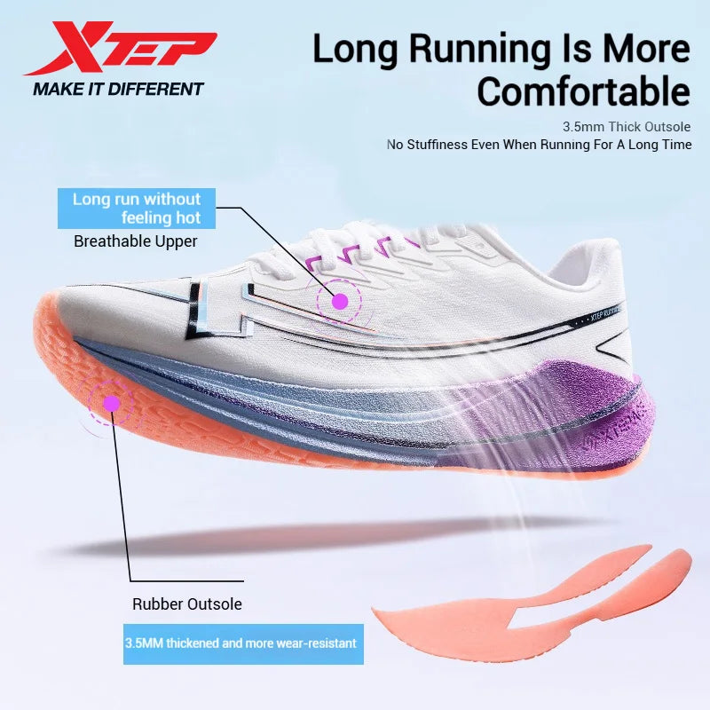 Zapatillas de Running Profesionales Xtep Shyft 1.0 para Hombre - Zapatillas de Carrera para Maratón de Verano 2025, con Placa de Carbono y Absorción de Choques,