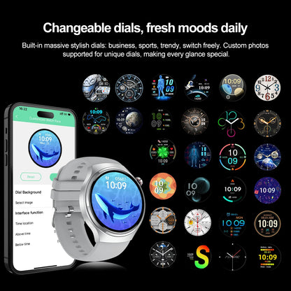 Reloj Inteligente 2025, Serie 4 GT - Para Hombre, Pantalla AMOLED, Monitoreo de Ritmo Cardíaco, Salud, Llamadas por Bluetooth, Reloj de Negocios para Hombre