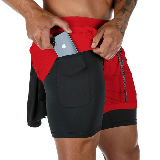 Pantalones Cortos de Fitness de Doble Capa para Hombre – Shorts Deportivos 2 en 1 para Gimnasio, Entrenamiento, Correr y Verano de Secado Rápido