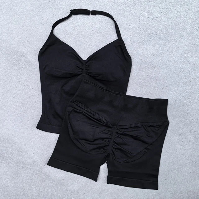 Conjunto Deportivo de 2 Piezas para Mujer

Top ajustable + shorts deportivos sin costuras