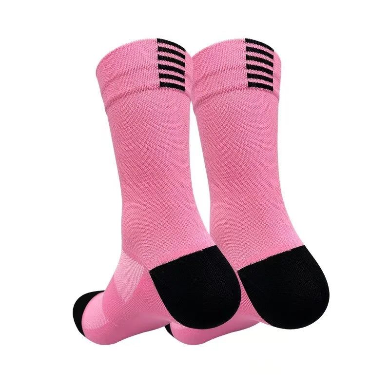 Jing Professional Cycling Socks - Calcetines de Ciclismo Profesionales de Tubo Largo para Hombre y Mujer, Deportivos, de Secado Rápido, para Cuatro Estaciones, para Ciclismo y Running