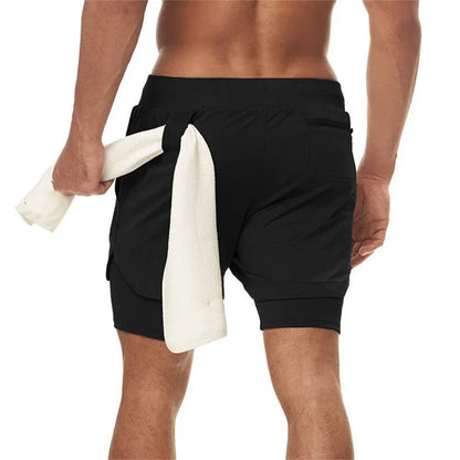 Pantalones Cortos de Fitness de Doble Capa para Hombre – Shorts Deportivos 2 en 1 para Gimnasio, Entrenamiento, Correr y Verano de Secado Rápido